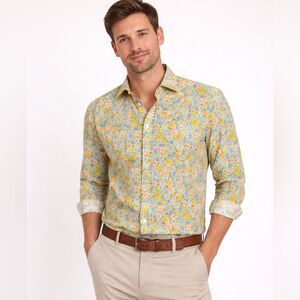 GRAND FRANK Floral Printed Slim Fit Button Down Shirt Size 39/40 S/M